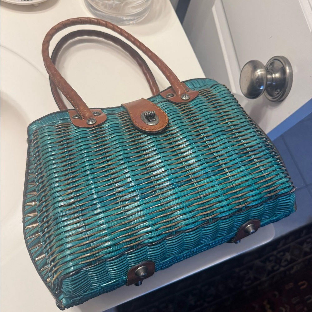 Patricia Nash Woven Teal and Brown Handbag - Women Bags - Picture 2 of 4